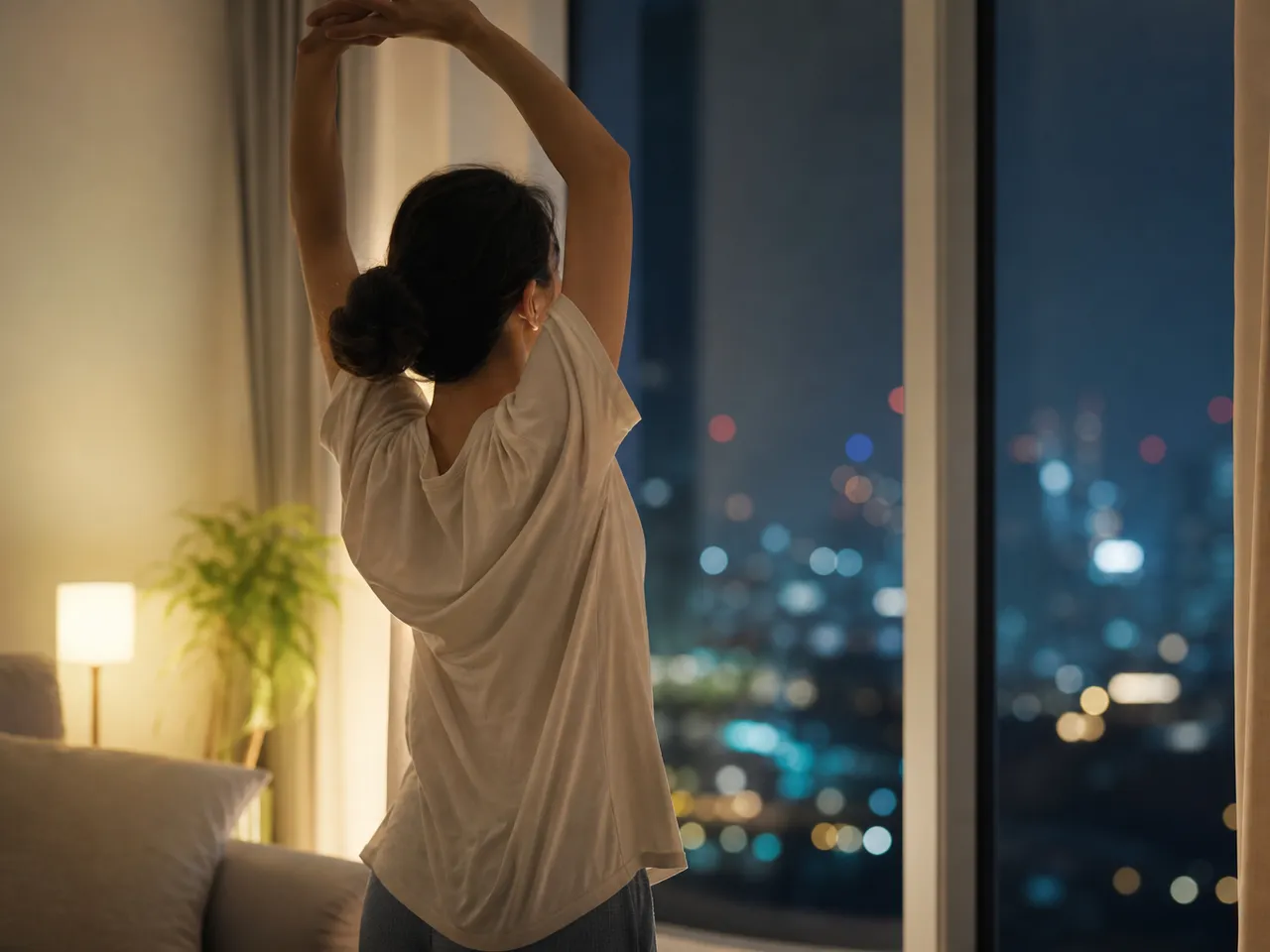 다리를 올리고 가볍게 움직입니다
